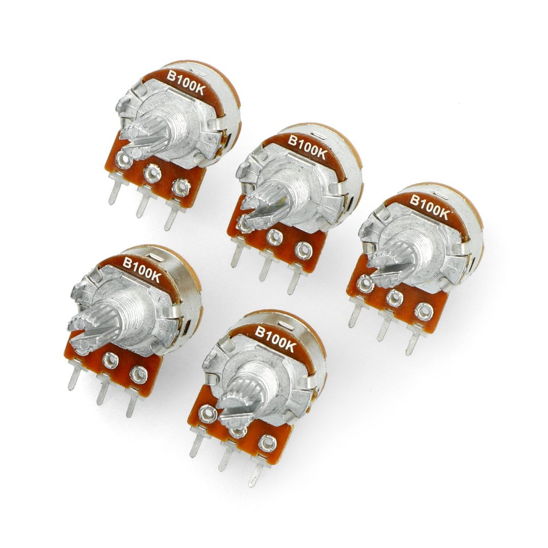 Rotary potentiometer 100kOhm linear 1 / 8W with a switch B100K - 5 pcs.