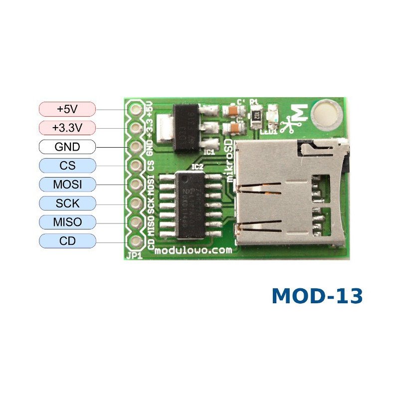 Miniature microSD card reader with buffer and stabilizer - MOD-13