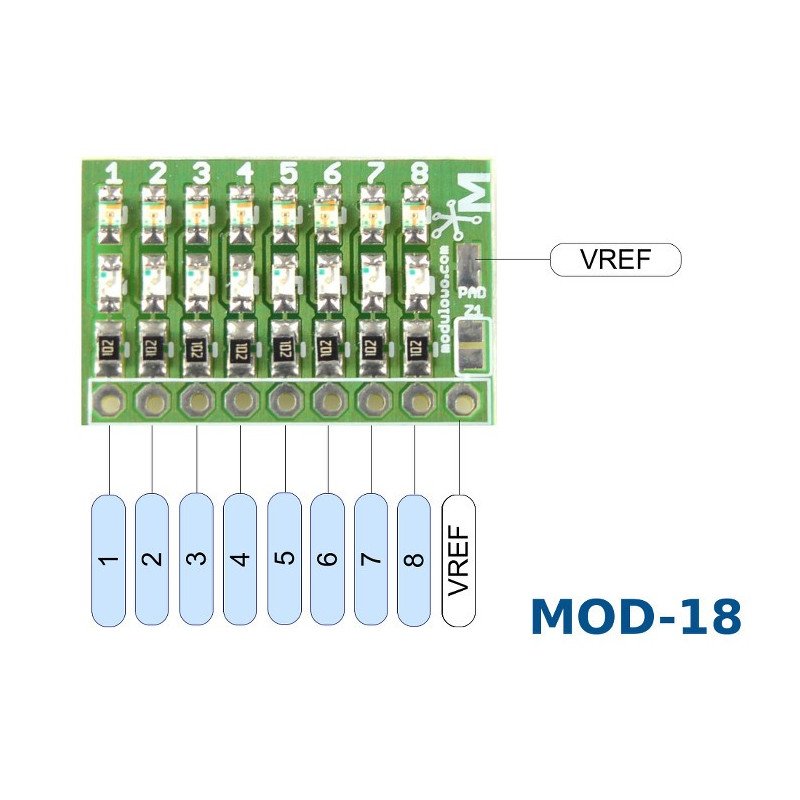 8-channel LED logical tester, 2-way - MOD-18