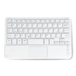 Bluetooth 3.0 Wireless Keyboard with Touchpad - White - 7 inches