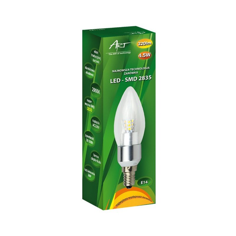 LED ART bulb, candle clear, E14, 3W, 320lm