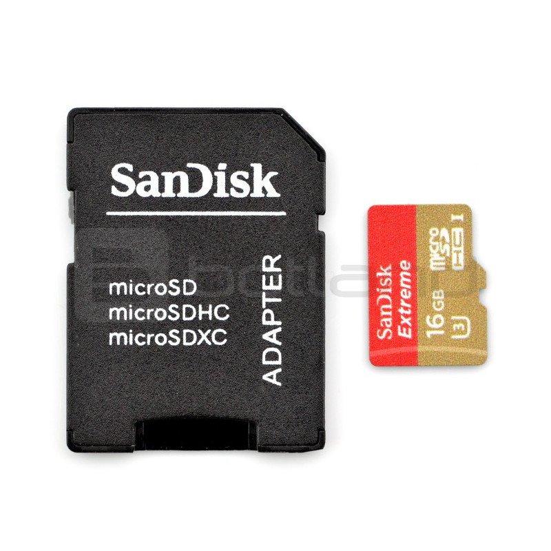 SanDisk Extreme micro SD / SDHC 16GB UHS-I 3 Class 10 memory card with adapter