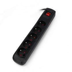 Arcon R5 black power strip with protection - 5 sockets - 3m