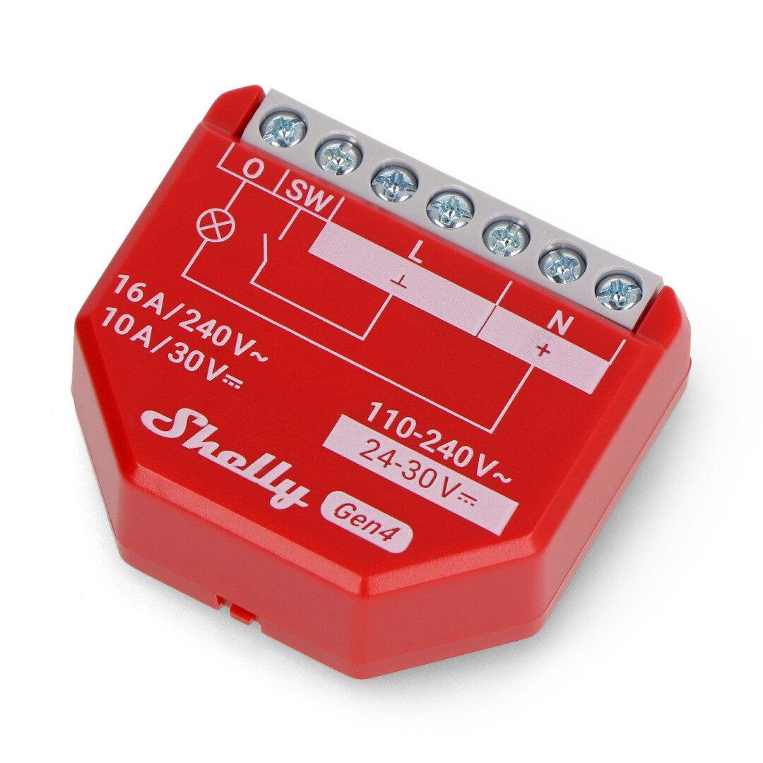 Shelly 1PM Gen4 - relay WiFi/Bluetooth/ZigBee/Matter 16A - energy measurement - Android/iOS app
