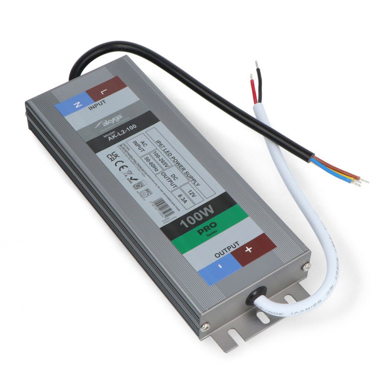 Power supply for LED Akyga 12V / 8.3A / 100W - waterproof