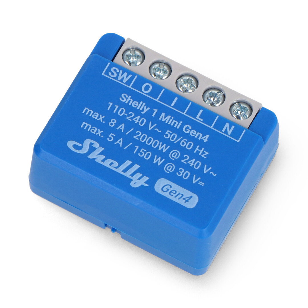 Shelly 1 Mini Gen4 - 240V/8A WiFi/Bluetooth/ZigBee/Matter relay - Android/iOS application