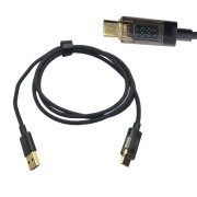 USB A to USB C cable with wattmeter - black braided - 2m