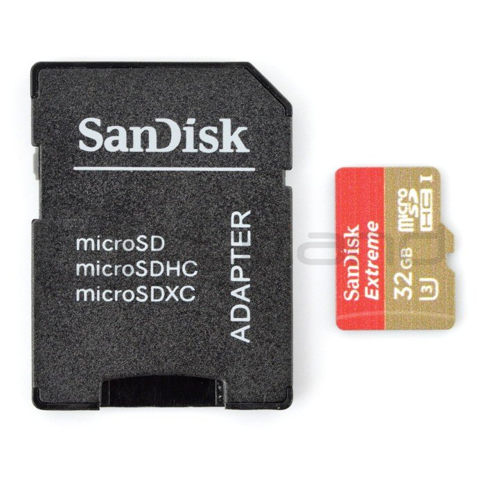 SanDisk Extreme micro SD / SDHC 32GB UHS-I Class 10 memory card with adapter