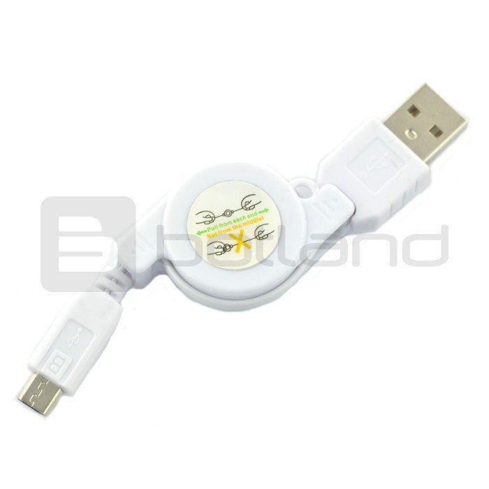 MicroUSB B - A coiled cable - 0.75 m - white