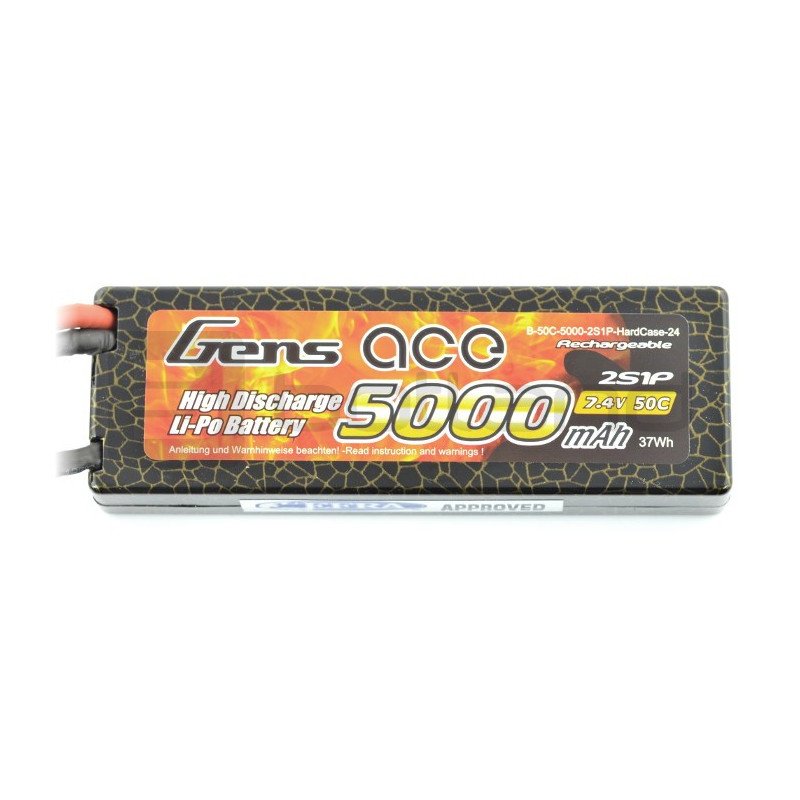 LiPol Gens Ace 5000mAh 50C 2S 7.4V package