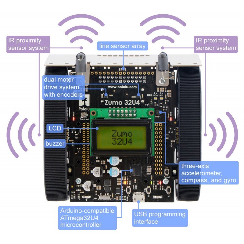 Zumo 32u4 - minisumo robot KIT compatible with Arduino