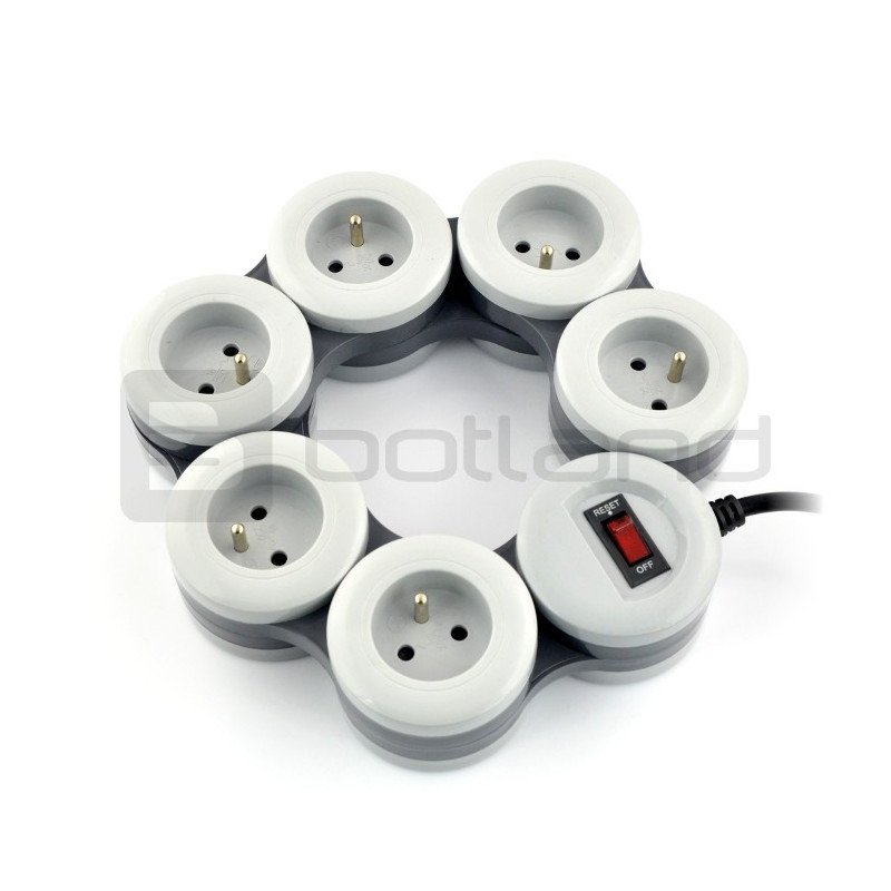 Flex power strip with protections - 6 sockets - 1.5m