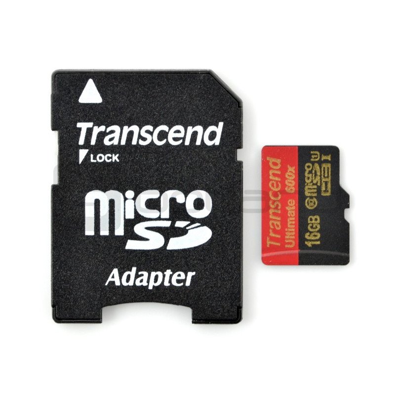 Transcend Ultimate microSD / SDHC 16GB 600x UHS-I Class 10 memory card with adapter