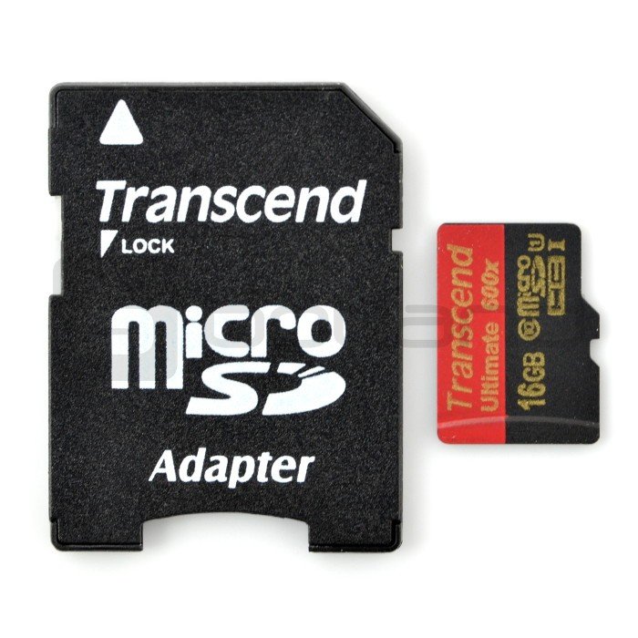 Transcend Ultimate microSD / SDHC 16GB 600x UHS-I Class 10 memory card with adapter