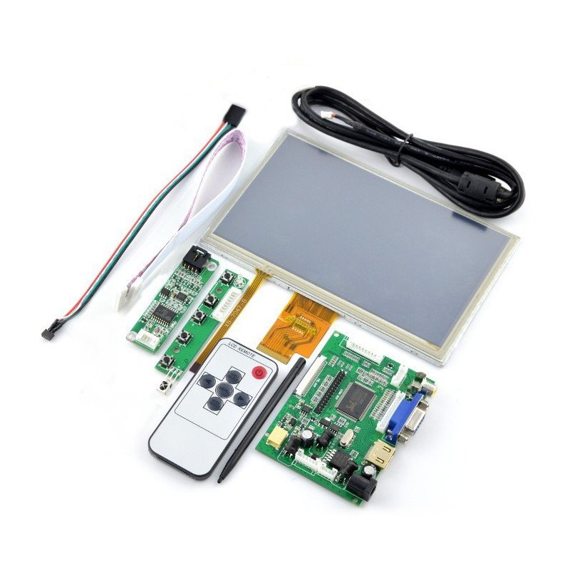 Touch screen TFT 7'' 800x480 with power supply for Raspberry Pi