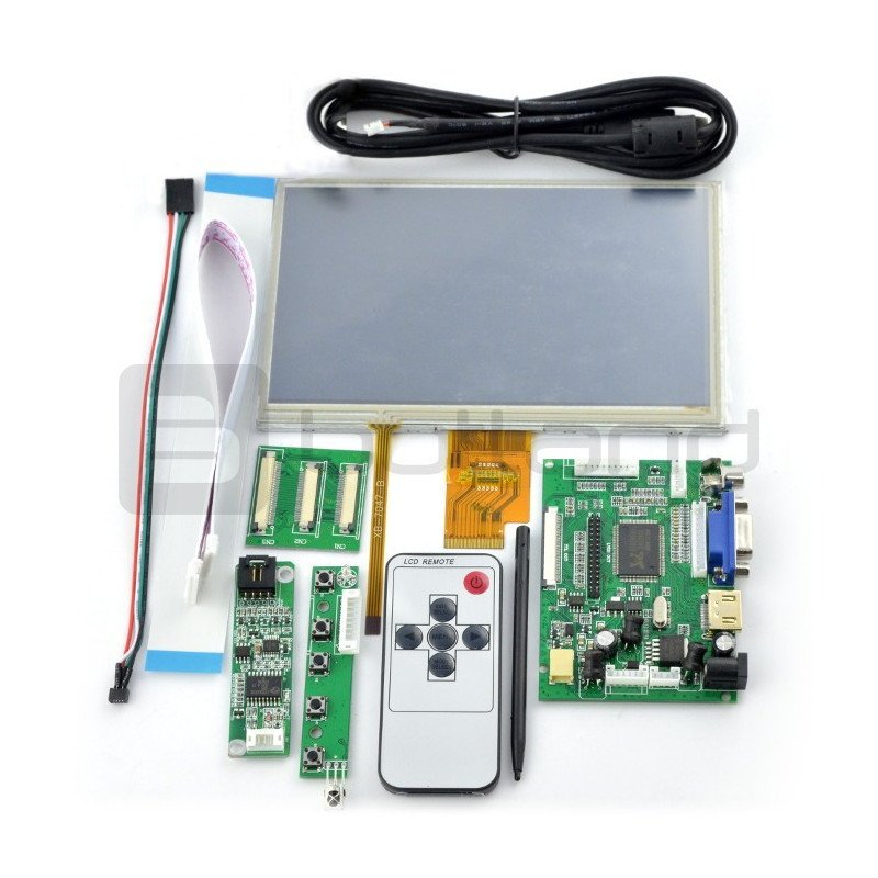 Touch screen TFT 7'' 1024x600 with power supply for Raspberry Pi