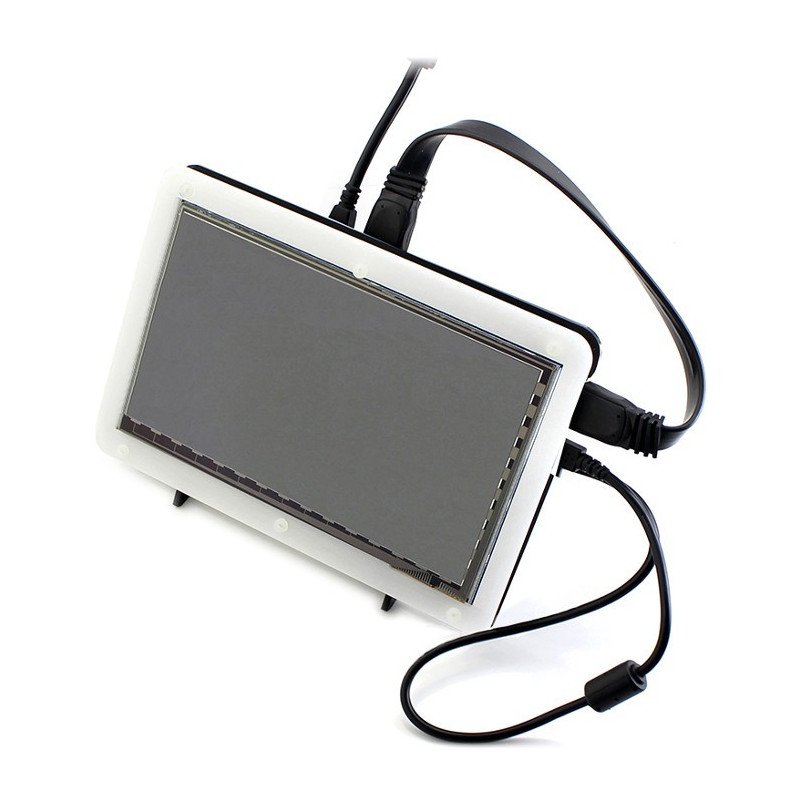 Touch screen capacitive LCD TFT screen 7" 1024x600px HDMI + USB for Raspberry Pi 2/B+ + case black and white