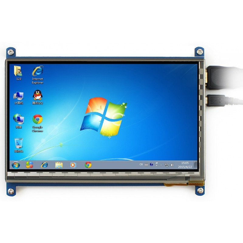 Touch screen capacitive LCD TFT screen 7" 800x480px HDMI + USB for Raspberry Pi 2/B+ + case black and white
