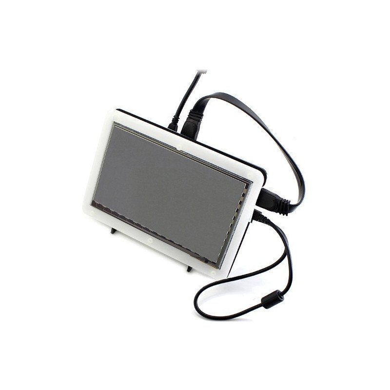 Touch screen capacitive LCD TFT screen 7" 800x480px HDMI + USB for Raspberry Pi 2/B+ + case black and white