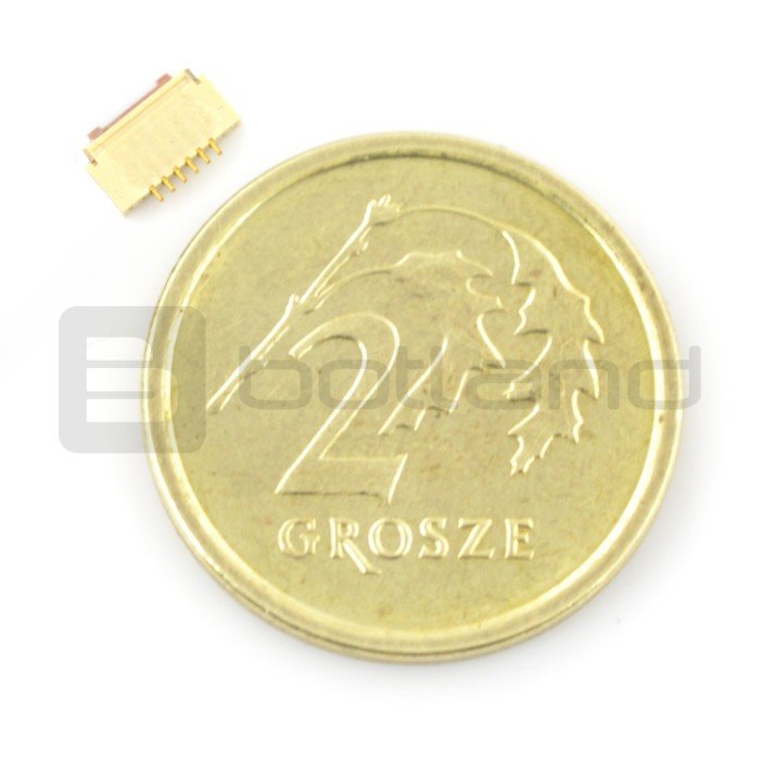 Female connector ZIF, FFC/FPC, horizontal 6 pin, raster 0.5 mm, lower contact