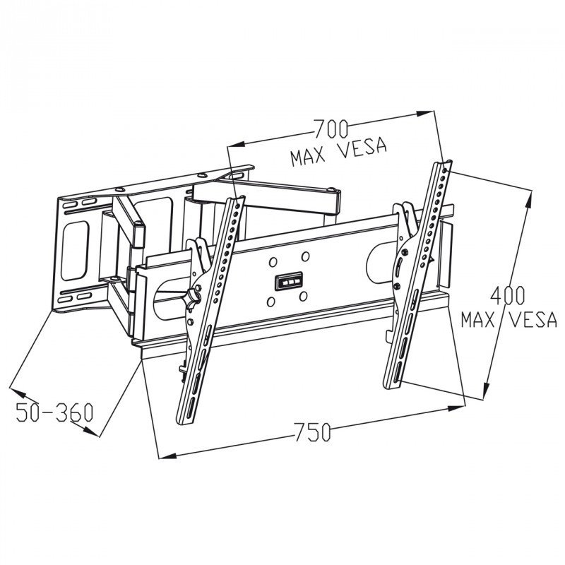 AR-52 30''-70'' VESA 60kg LCD TV bracket - vertical and horizontal adjustment