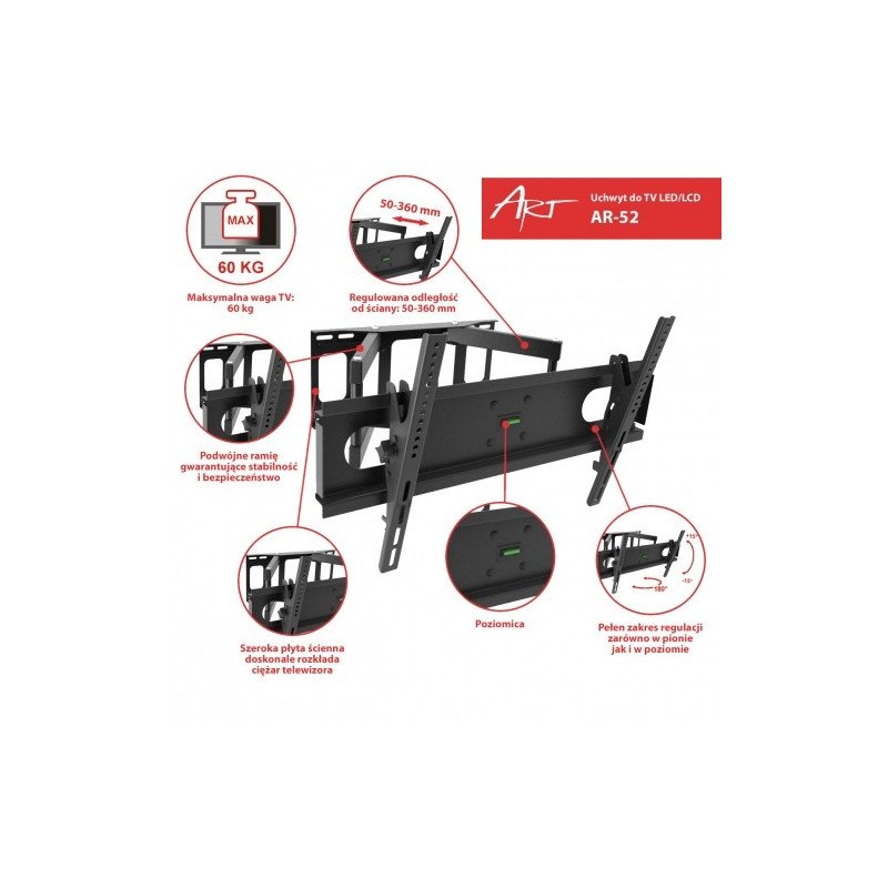 AR-52 30''-70'' VESA 60kg LCD TV bracket - vertical and horizontal adjustment