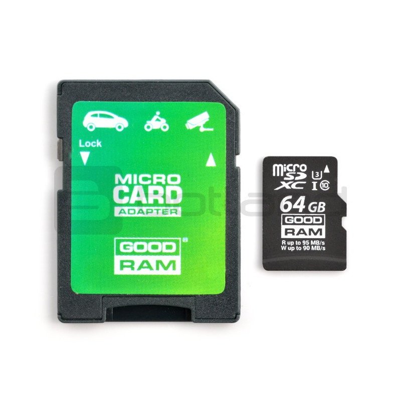 Goodram micro SD / SDXC 64GB 4K UHS-I Class 10 memory card with adapter