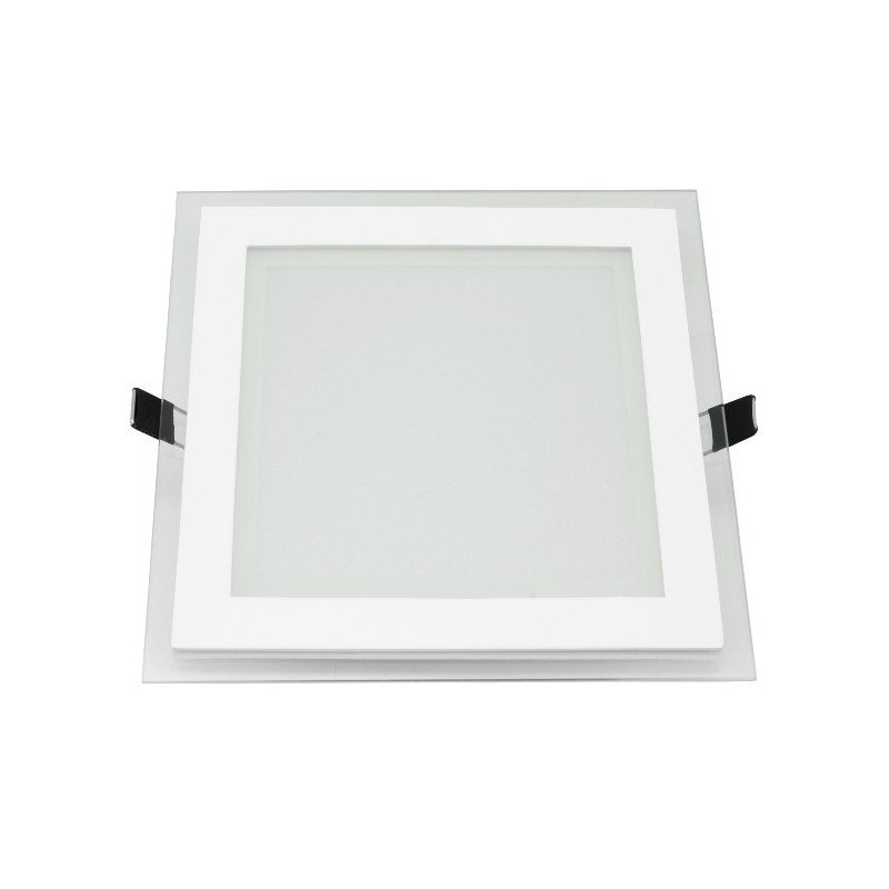 LED panel ART square glass 16x16cm, 12W, 800lm, AC80-265V, 3000K - white heat