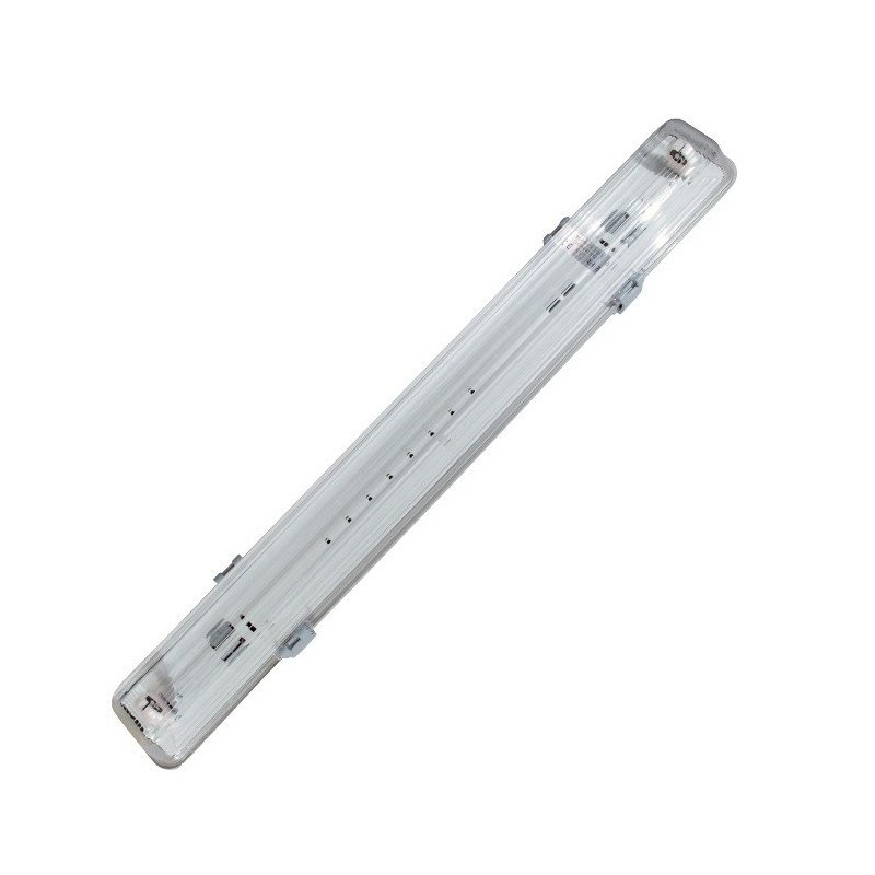 Luminaire for 1 piece of ART T8 60cm LED tube, single-sided power supply AC230V with transparent diffuser