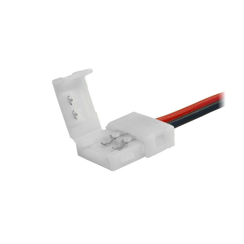 LED strip and strip connector 8mm 2 pin with two clamps - 12cm