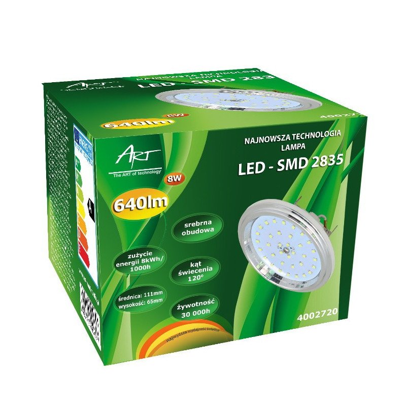 LED bulb ART, AR111, G53, 8W, 640lm, heat color