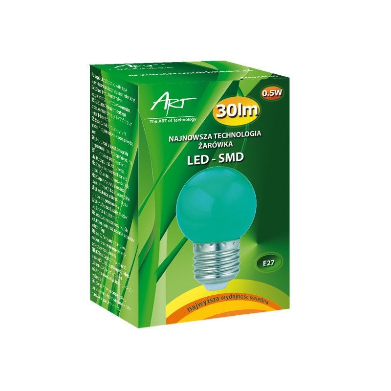 LED bulb ART E27, 0.5W, 30lm, green