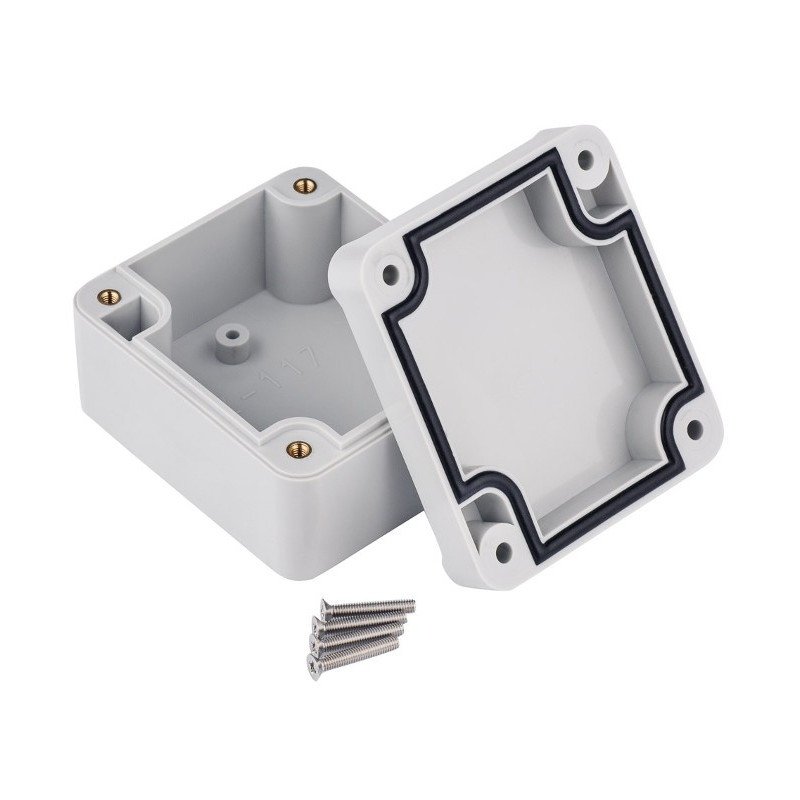 Plastic box Kradex Z117JS ABS with gasket and bushings - 63x57x37mm grey
