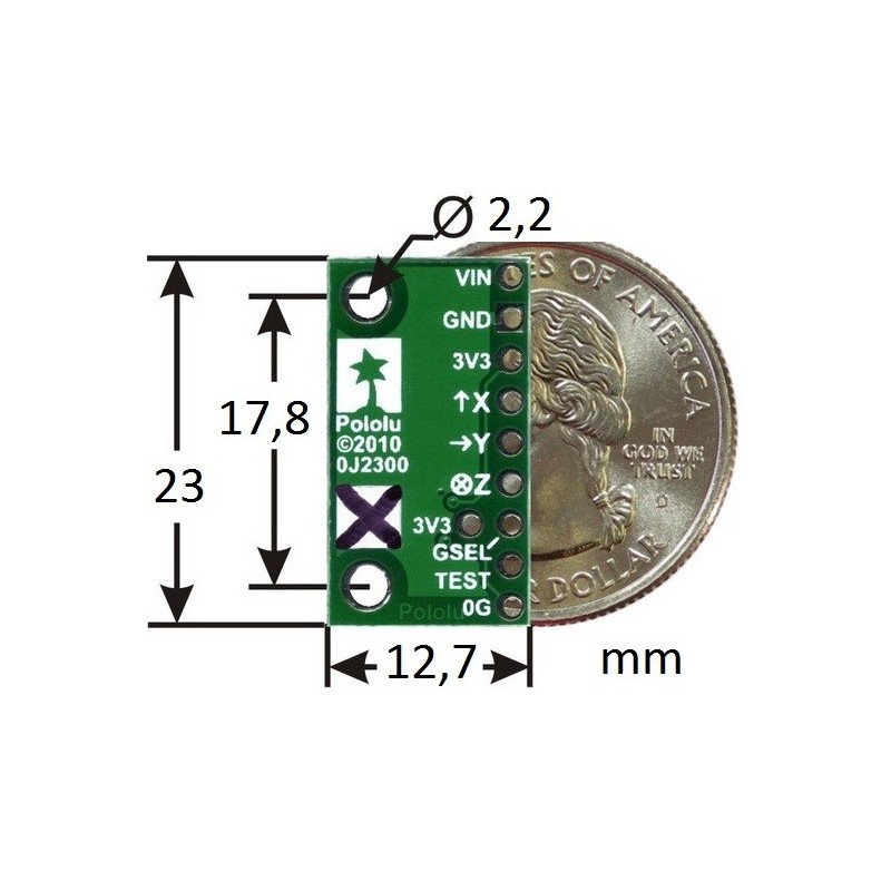 MMA7341L 3-axis accelerometer with voltage regulation - module