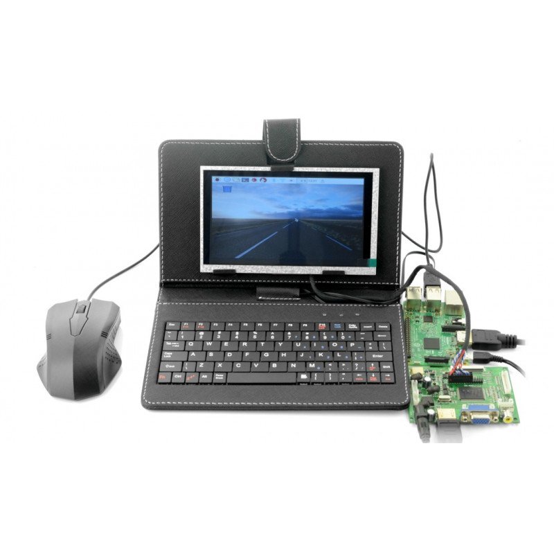 TFT LCD screen 7" 1024x600px for Raspberry Pi 3/2/B+ case+keyboard+mouse+power supply
