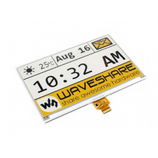 Waveshare E-paper, E-Ink (C) and 7.5" 640x384px display with color trim HAT for Raspberry Pi