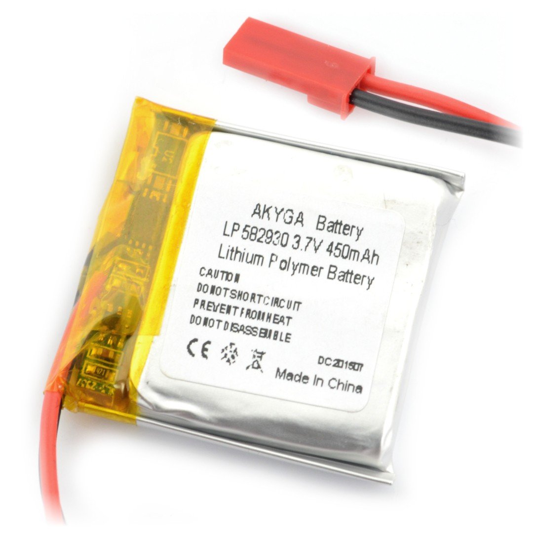 Li-Pol Akyga 450mAh 1S 3.7V battery - JST-BEC connector + socket