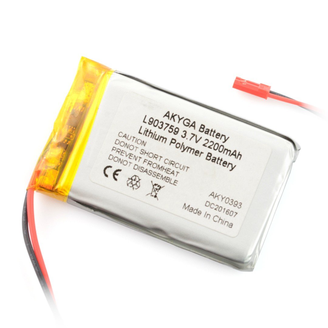 Akyga Li-Pol battery 2200mAh 1S 3.7V - JST-BEC connector + socket