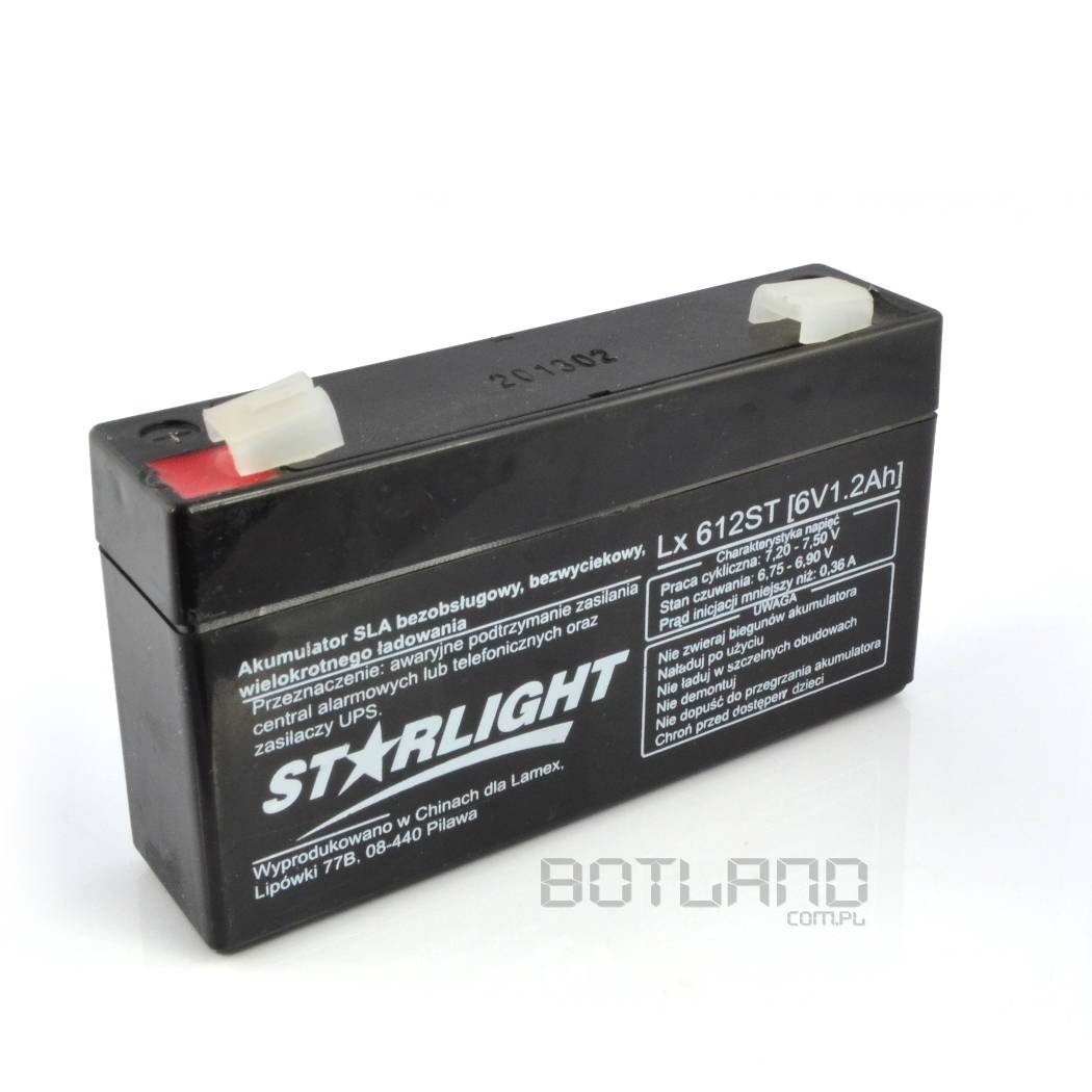 Gel rechargeable battery 6V 1.2 Ah ST