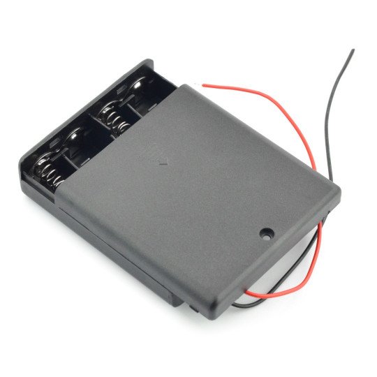 Battery box for 4 AA type batteries (R6) with cover and switch