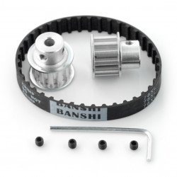 Timing belt 10x180mm + gear wheel 12T - 6mm - 2pcs.