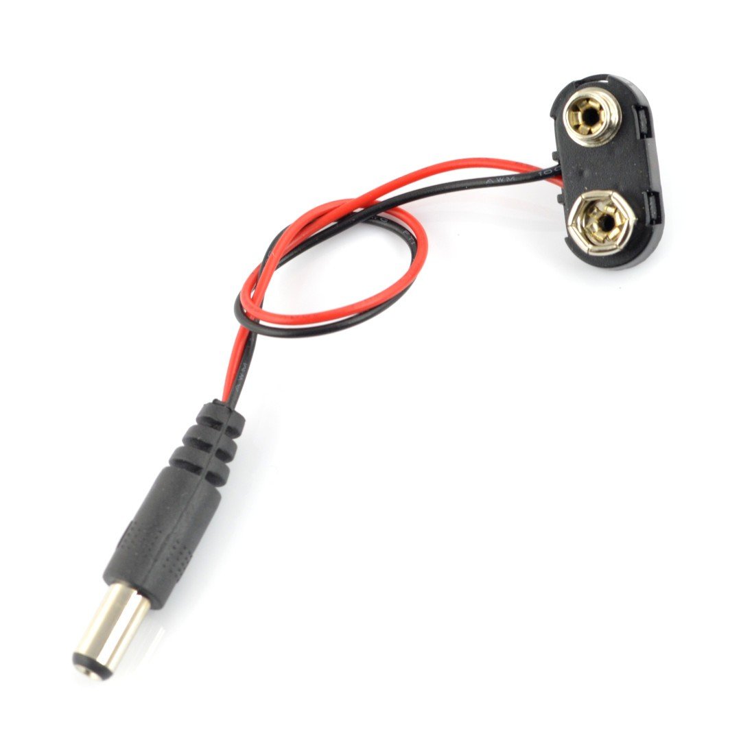 Adapter plug DC 5,5/2,1mm - plug connector 6F22 battery 9V