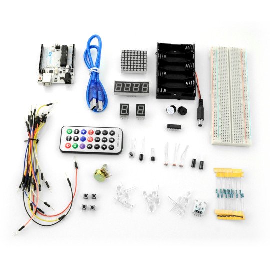 Arduino Starter Kit with Arduino UNO R3, Breadboard, LED, Resistor,Jumper  Wires and Power Supply - build more than 10 DIY Projects