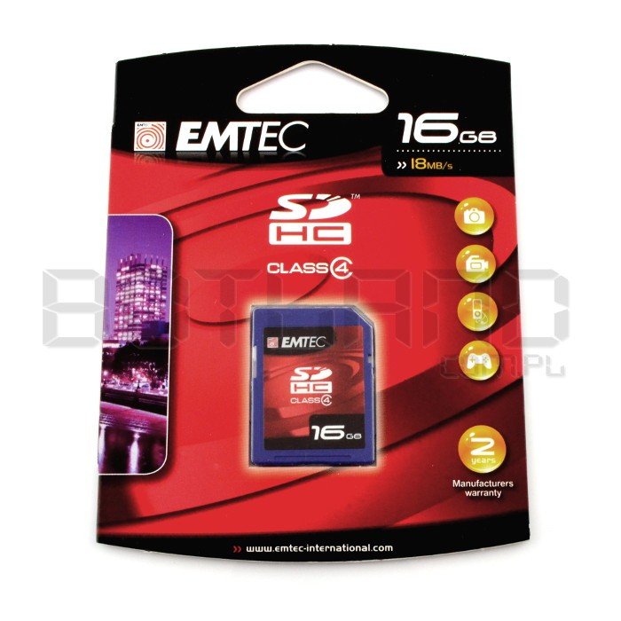 Emtec SDHC SD 16GB class 4 memory card