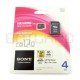 SONY micro SD / SDHC 4GB Class 4 memory card with adapter SONY micro SD / SDHC 4GB Class 4 memory card with adapter