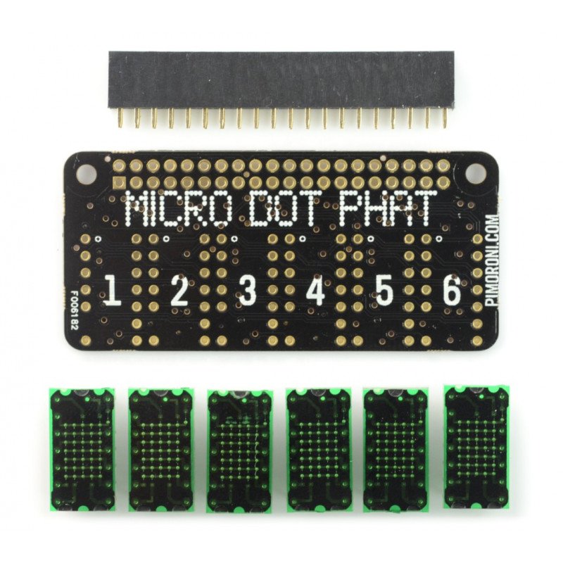 PiMoroni Micro Dot pHAT - 6 LED matrices 5x7 - shield for Raspberry Pi - green