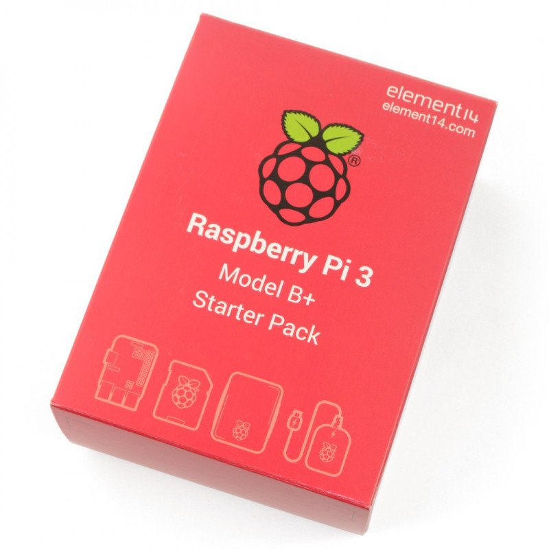 Starter kit Raspberry Pi 3 B+ wi-fi + red-white case + original power supply + microSD card