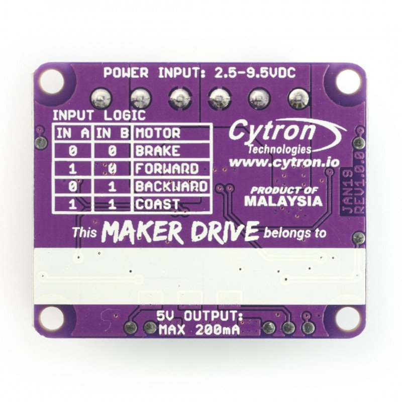 Cytron Maker Drive MX1508 - two channel motor driver 9.5V/1A