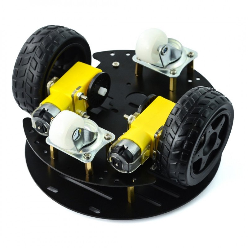Chassis Round 2WD - Robot Chassis with DC Motor Drive - aluminum - black