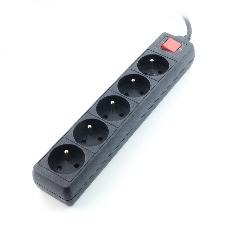 Power strip with Tracer Power Patrol Black protection - 5 sockets - 3m